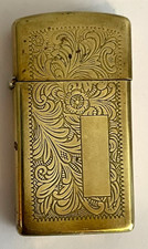 SLIM ZIPPO LIGHTER - 1991 VENETIAN BRASS Flower