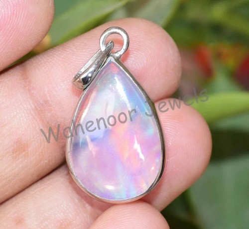 Aurora opal gemstone pendant - opal,