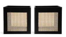 Set of 2 Square Storage Boxes Woven Rattan with Black Frame FSC Certified