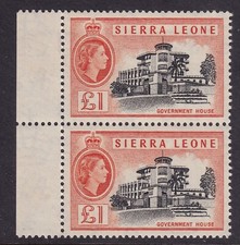 SIERRA LEONE = 1956 £1 Black & Orange pair- SG222- MNH