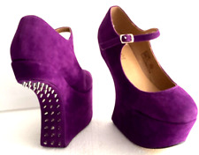 FETISH HEELLESS HOOF STUDDED SHOE PURPLE SUEDE PLATFORM PONY PLAY UK FREE P+P