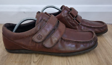 Henri Lloyd brown shoes size UK 10 moccasin leather strap stud READ hook & loop