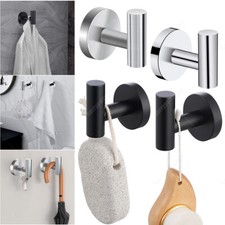 2x Bathroom Towel Robe Coat Hook Stainless Steel Wall Mounted Hooks Door Hanger
