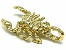 10k Yellow Gold Solid Scorpion Pendant Insect Charm 1.2" 5 grams