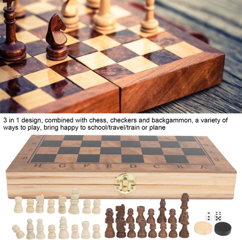 Wooden chess checkers - 3-in-1,