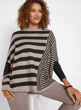 Ladies Ex Evans Asymmetric Loose Striped Cotton Blend Jumper 18 to 30 Plus Size