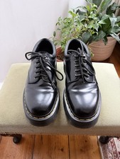 Doc Dr. Martens 8053 Quad Leather Platform Oxfords Black Leather Shoes, Size 8
