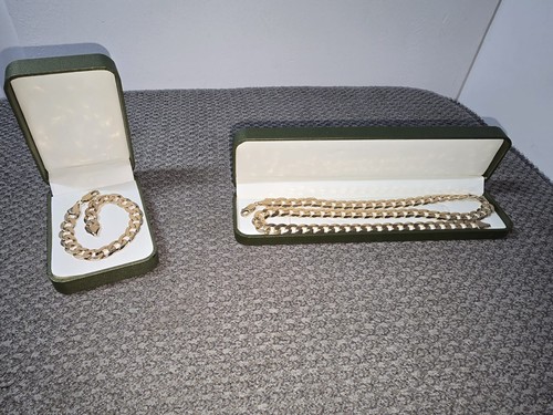 9ct gold 10mm curb - chain, and