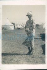 1930s London Rifle Brigade Soldierin drag Flowery Dress 3x2" Orig photo