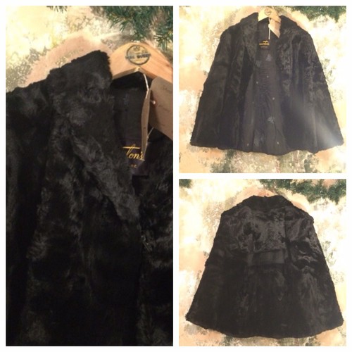 Womens fur cape black real - fur,