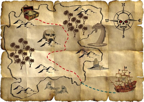 Red pirate treasure - red,