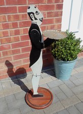 (#1445) wooden card tray butler servant waiter statue ornament  (Pick up only)