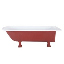 Original Style Single Ended Cast Iron Bath, Red Primer With Feet