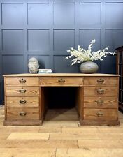 Antique Large Pitch Pine Partners Desk/ Writing Desk / Double Sided Desk / Table