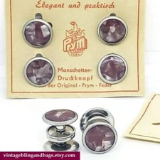 1930s UNUSED vintage purple cufflinks, Prym snap cufflinks art deco accessories 