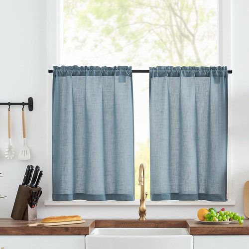 Linen blend kitchen curtains - linen,