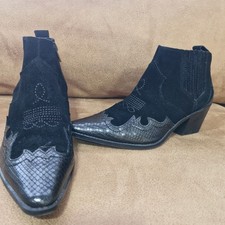 Zara black split suede cowboy