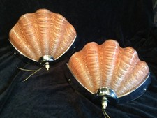 Pair Art Deco Pink Clam Shell