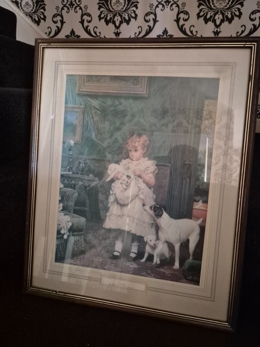 Vintage framed print puppy - framed,