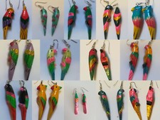 Fancy A1 Hand Painted Parrot Earrings Tropical Bird Ear Bling Jewellery Rings 