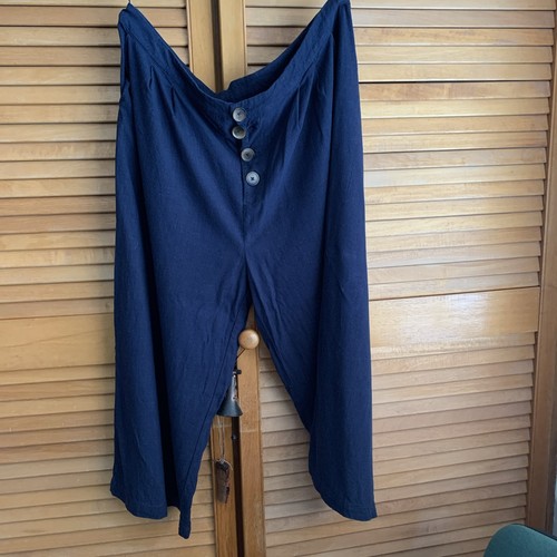 Peacocks navy cropped linen - cropped,