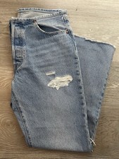 Levi’s 501 Ripped Denim Jeans W32 L30 NWOT Light Blue 100% Cotton