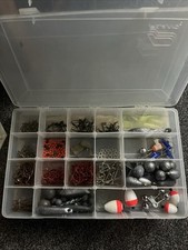 Fishing Tackle, Lure Making Weights Swivels. 2 Hard Trays Full. Assorted Hooks
