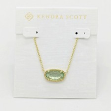 New Kendra Scott Elisa Pendant Necklace In Light Blue Glass Gold