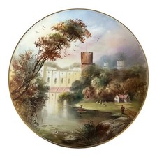 Aynsley England Antique Warwick Castle Handpainted Plate John Bailey Signed
