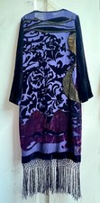 ✩Stunning *DENISE STRACEY* Hand Painted Tasselled Silk Velvet Devoré Kimono✩