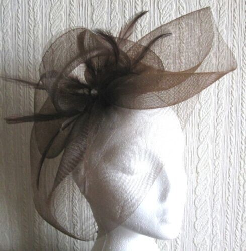Brown headband crin fascinator - brown,