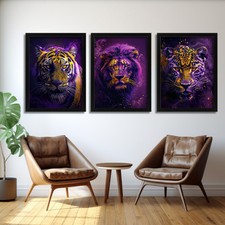 Purple gold big cat - cat, wall