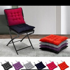 4PCS Dining Chair Seat Pads Square Thick Booster Cushion Plain with Strap