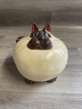 VICKI THOMAS Siamese Fat Cat Gourd Art Kitty Cat Kitten Figurine 1997