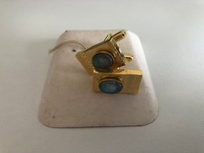 Vintage Iridescent Blue & Green Enamel Cufflinks Set