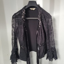 Sagaie Black Lace & Sequin Tie Up Top Size 10 Made In France