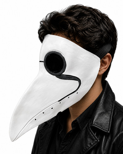 White latex plague doctor mask - white,