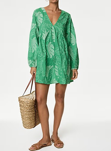 Green leaf neck smock - m&s,