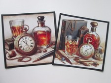 Set of 2 x THE OLD TIMER VINTAGE WHISKEY  Hand Made Card  Toppers Set 1