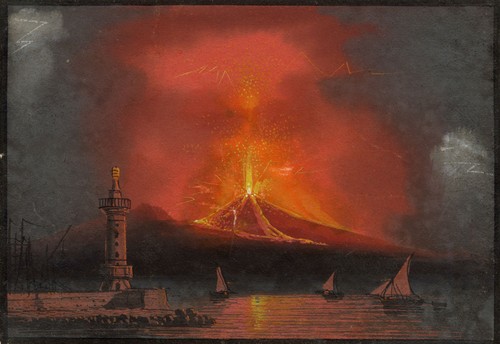 Vesuvius erupting night - erupting, at