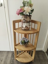 Premier Housewares 3-Tier Rubberwood Folding Corner Shelf Unit, 87 x 28 x 28 Cm