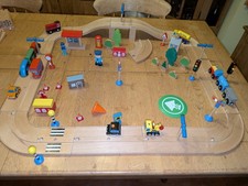 Large Wooden Double Road Track  Train Track Bundle Vehicles Building Tress