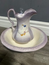 Vintage Ironstone USA Water Pitcher & Wash Basin Bowl duck silly goose