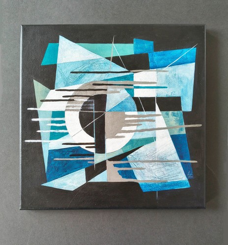 Original abstract blue silver - abstract,