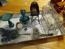 Bundle Of Vintage Dolls House Dollhouse garden and metal Furniture