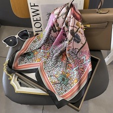 100% Silk Square Scarf Women