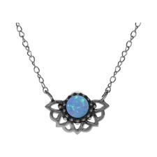 Vintage blue opal necklace - blue,