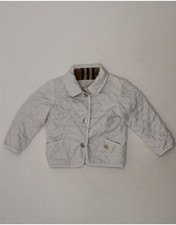 BURBERRY Baby Girls Quilted Jacket 9-12 Months Off White Polyester BP17