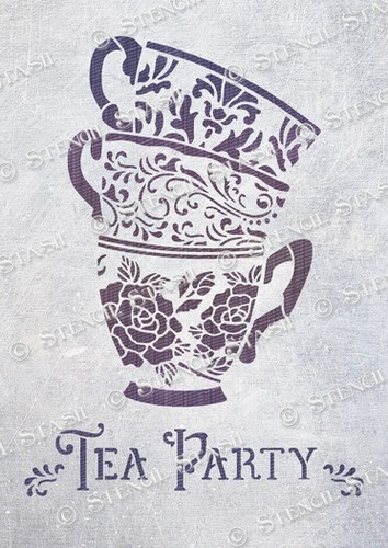 Alice tea party stencil - alice, 4