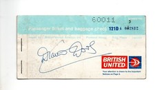 Diana Dors Actress Signed British United Airlines Boarding Pass Autographed